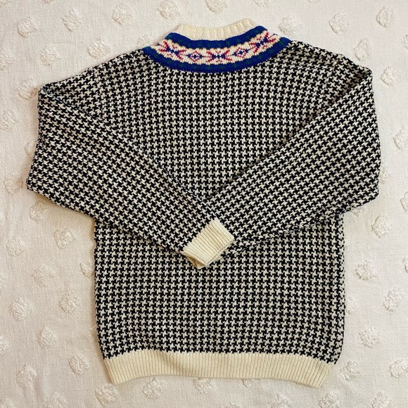 Vintage Talbots Knit V Kneck Sweater Houndstooth Retro 90’s - Picture 2 of 6